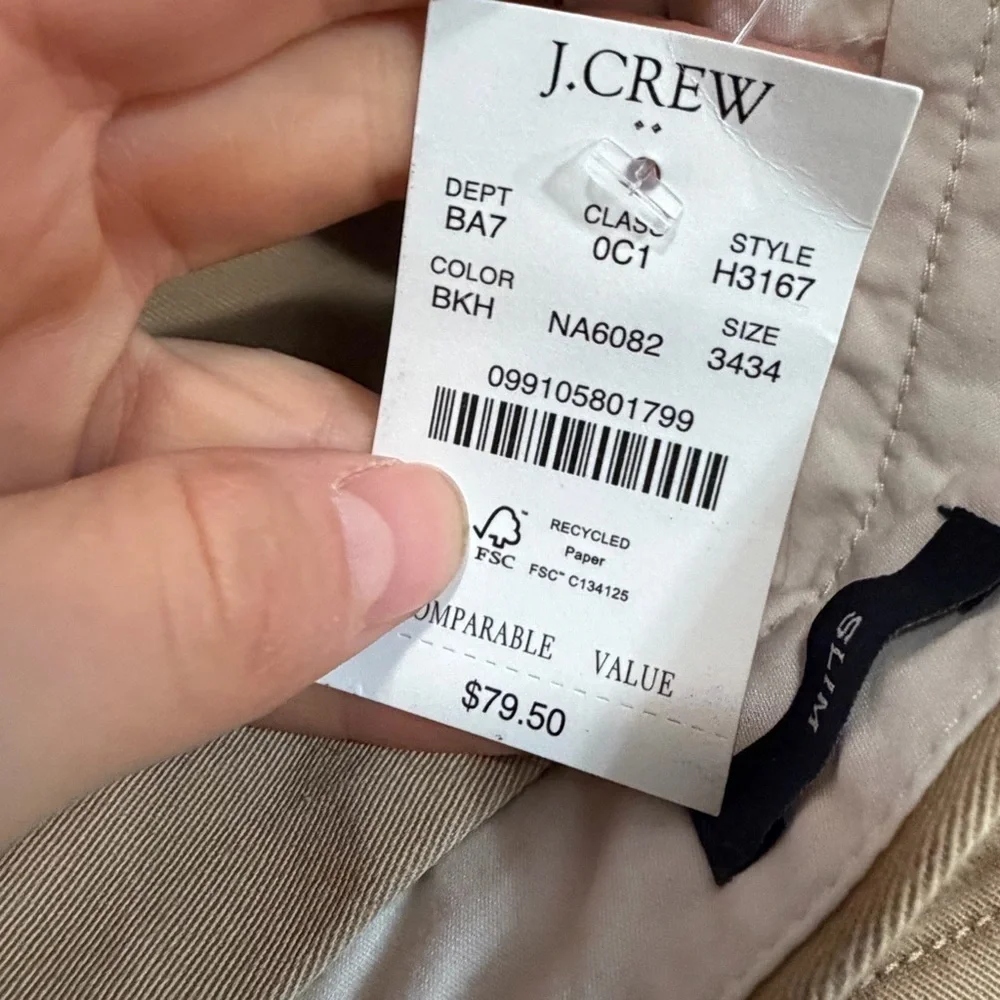 J crew British khaki Slim-fit flex chino pant